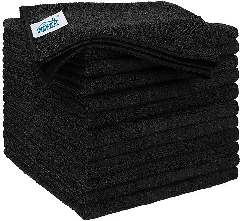 HOMEXCEL Lot de 12 chiffons de nettoyage en microfibre de qualité supérieure - 40,6 x 40,6 cm - Ultra absorbants - Ne peluchent pas et ne laissent pas de traces - Pour voiture, cuisine et fenêtre -