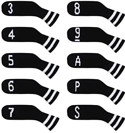 Scott Edward 10 Pcs Golf Club Head Covers for Irons Cuteness Basically Socks Shape Washable Durable Golf Club Head Protector Double Sided Knit for All Brands Callaway, Ping, Taylormade, Cobra Etc
