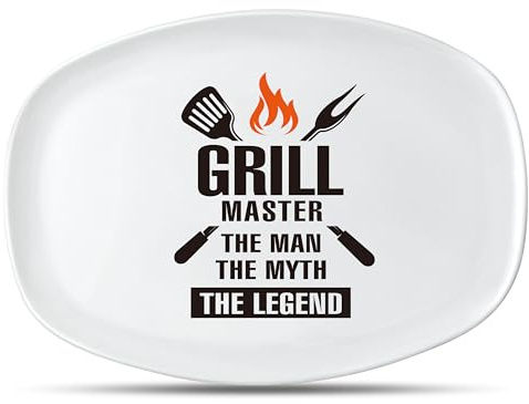 R HORSE Melamine Grill Platter Gift, BBQ White Oval Serving Tray Plate