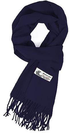 Glory Max Unisex Plain Solid Color Winter Scarf Cashmere Feel Soft Classic 72x12 (Navy)