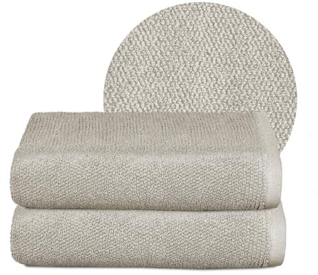BEAUTEX Handtuch-Set Premium Frottier Sets Made in Europe, 100% Baumwolle 550g/m², Oeko-TEX Zertifiziert (Set: 2 Handtücher - 50x100 cm in Sandgrau)