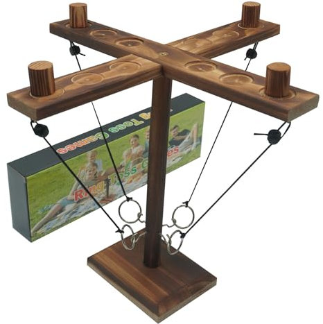 Gelabur Haken und Ring Spiel, Großes Ring Wurf Spiel für Erwachsene, Ring Spiel auf Einer Schnur, Tischspiele, Haken Spiel Ring Wurf für Familie, Bar, Party