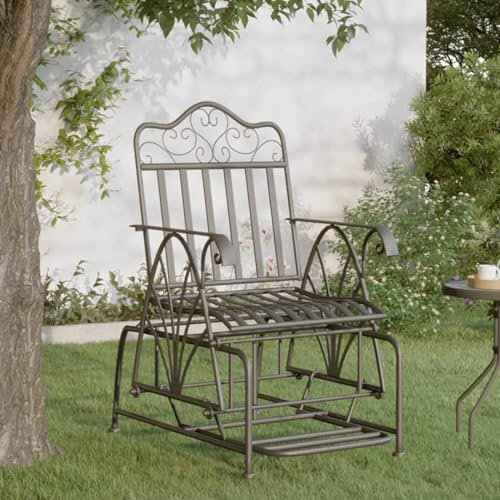 LAPOOH Banco balancín, Columpio Jardin, Balancin Jardin Exterior, Balancines para Exterior, Silla Balancin, Banco Columpio De Jardín, de Acero Negro 61 cm