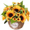 HOLIDYOYO Girasoli Artificiali In Vaso Bonsai Girasole Di Seta Con Vaso In Rattan Girasoli Finti Composizioni Floreali Per L'home Office Tavolo Del Ristorante Decorazione Del Davanzale