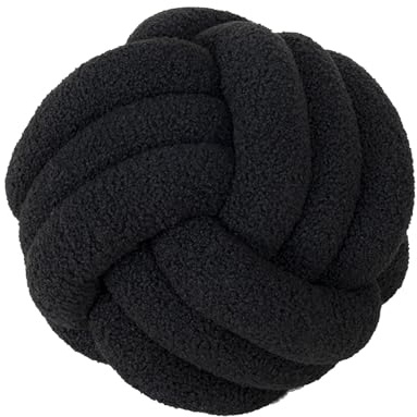 XHDZSW Cuscino A Sfera A Nodo, Cuscini A Nodo Rotondi, Fatto A Mano Cuscino Decorativo in Peluche per La Casa, Cuscino di Divano, per Letto, Divano E Divano (Nero,28cm)