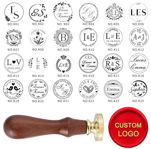 Ychostamp anpassat vaxförseglingsstämpelkit – personligt anpassat bröllopsmonogramförsegling, anpassade initialer, namn, logotyp eller totem för inbjudningar, scrapbooking och presentdekoration