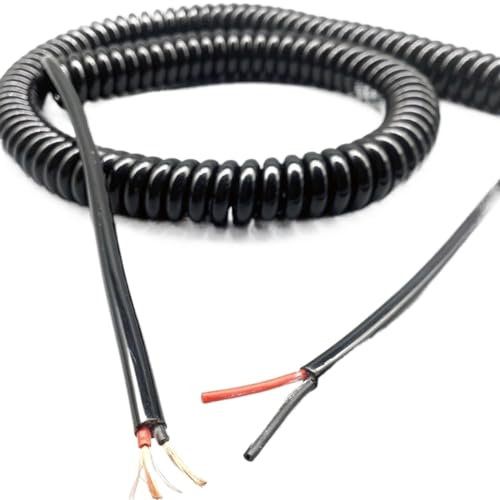 Bobina retrattile a filo elastico multicore, Cavo di alimentazione telescopico a 2 conduttori, 1,5 mm quadrato, allungabile, cavo a spirale nero, lunghezza da 1 metro a 12 metri(Stretch 1 Meter)