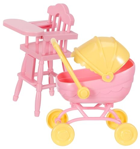 Yardwe Mini Poussette Et Chaise Haute pour Poupées Design Réaliste Et Léger Jeu Portable pour Filles Et Garçons Accessoire pour Garçon Fille Miniature De Jeu