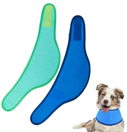 2 Pieces Dog Cooling Bandana, Adjustable Breathable Ice Collar Scarf for Summer Heat, Prevents Overheating Summer Essential for Outdoor Adventures Small Medium Large Breeds (L)