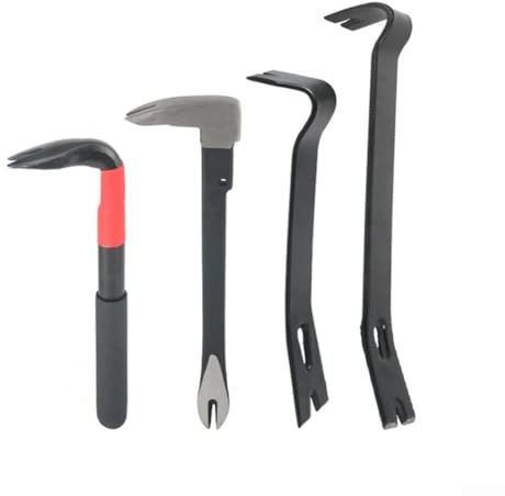 Yuanpgky Juego de 4 palancas para extracción de clavos con palancas planas de 22, 25 y 38 cm, hechas de acero al manganeso 45 para decoración del hogar y proyectos de carpintería