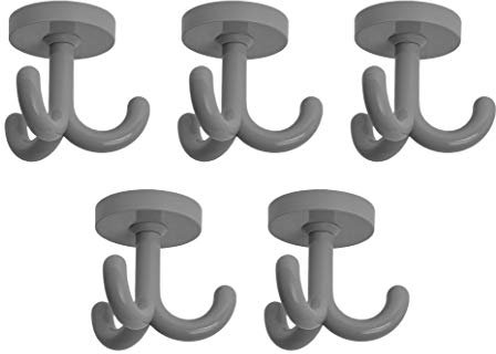 GedoTec Drehhaken Kunststoff | KITA - RAL 7000 | Dreifachhaken grau | 5 Stück | Unterbau Kleiderhaken | Haken für Decken Garderobe Kindergarten | Garderobenhaken drehbar | Drehhaken zum Schrauben