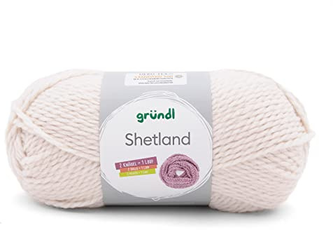 Gründl Wolle Shetland - Dicke Wolle zum Häkeln und Stricken - Winterwolle - Weich und wärmend - 80% Polyacryl, 20% Wolle - 1 Knäuel 100 g / 170 m - Nadelstärke 7-8 - Creme
