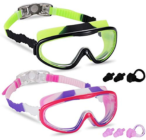 Yizerel 2 Pack Kids Swim Goggles, Swimming Glasses for Children from 3 to 15 Years Old