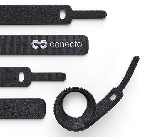 conecto Kardborreband 15 cm kardborrband med slinga – kabelhantering, kabelarrangör, kardborreband, svart, 50 st.
