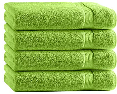Class Home Collection Frottee Handtücher 50x100 cm – 4er Set Handtuch – Besonders weiche & saugfähige Handtücher aus 100% Baumwolle mit Aufhänger – Apfelgrün