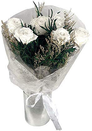 Mundo Eterno | Ramo de 6 Rosas Preservadas Blancas | Rosa Eterna Natural | Regalo Elegante y Decorativo | Larga Duración | Sin Cuidados | Ideal para Detalles Especiales