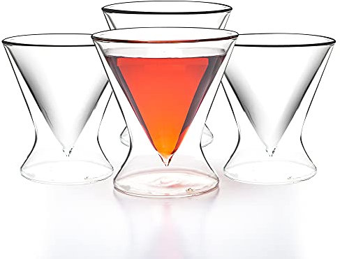 LEMONSODA Stemless Martini Cocktail Glasses Set of 4 for Margaritas, Espresso Matinis, Manhattans, Cosmopolitans, Home Bar, Birthdays, Housewarming Gift, Crystal Clear 8 OZ