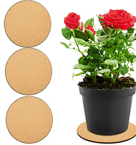 Sottobicchiere rotondo in sughero, vassoio assorbente per piante, vaso da fiori per giardinaggio, vasi per interni ed esterni, progetti fai da te (3 pezzi, colore nero nudo)