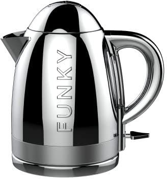 FUNKY Retro Kettle, Large 1.7L Capacity, 3kw Fast Boil with Easy Pour - Chrome