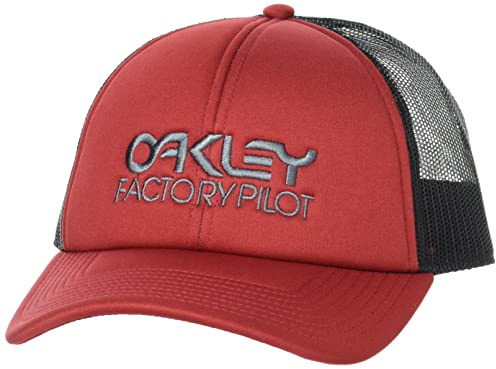 Oakley Factory Pilot Casquette de Camionneur en Maille Anti-humidité à 6 Panneaux pour Homme, Rouge Fer, Taille Unique