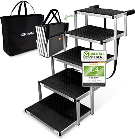 Hundetreppe Auto 65cm - 5-stufige Hundetreppe Große Hunde bis 70kg - Extra Stabile Hunderampe Auto Klappbar - Perfekte Einstiegshilfe Hund Auto - Rampe Hund, Hunderampen, Hundetreppen, Hundeleiter
