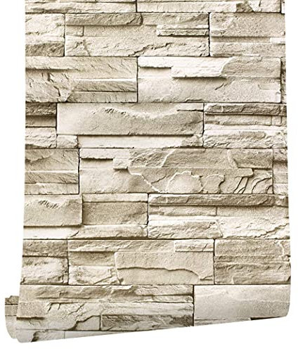 myforHD Selbstklebend Tapete Wandpapier Ziegel Selbstklebende Wandaufkleber 44cmX600cm Vintage Backstein Stein tapeten Wasserdicht für Küche Schlafzimmer Wohnzimmer Wand