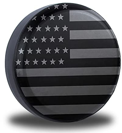 Jusen Copertura per pneumatico di scorta con bandiera americana, adatta per Jeep Wrangler Rv SUV camion rimorchi da viaggio, pneumatici impermeabili (bandiera americana grigia, 45,7 cm per pneumatici