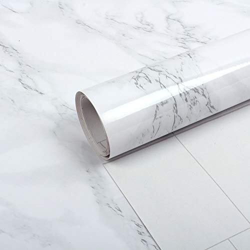 Klebefolie Möbel 60 x 500 cm Möbelfolie Selbstklebend Wasserdicht Klebefolie Marmor PVC Möbelfolie zum Kleben 60cm x 5m Küchenfolie Wand Dekofolie für Möbel Weiß