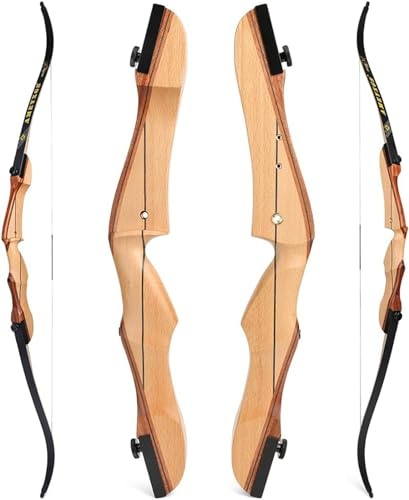 Arco Ricurvo Set per Adulti Principianti 66 68 70 Archi Ricurvi da Caccia Arco di Legno Archi Set per Giovani 14-40lbs Takedown Arco Lungo Pratica di Tiro (68-40lbs, Archi-nero limbs)