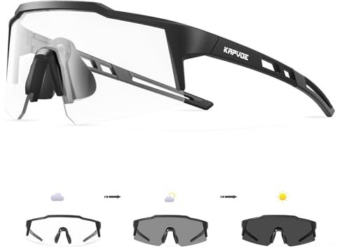 KAPVOE Selbsttönend Photochromatische Kinder Sonnenbrille Jugend Fahrradbrille UV400 Schutz Leicht TR90 Rahmen Baseball Sonnenbrille für Jungen Mädchen Radfahren Sport 01