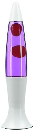 Easylight Lavalampe Glas Aluminium Weiß Lila Rot Jugendzimmer Wohnzimmer H:40 cm G9 inklusive stimmungsvoll Retro Tischleuchte Partykeller ROXY