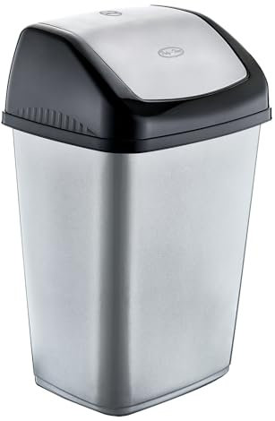 Best House Swing Bin 20 Litres For Home Garden Kitchen Office and Bathroom Rubbish Recycle Plastic Waste Bin, Trash Can Dustbin with Swing Lid (Gray, Pack of 1)