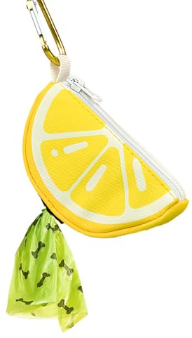 BlissBud Lemon Shape Dog Poop Bag Holder and Carrier - Leash Attachment Poo Bag Dispenser with Stylish Cute Design,Lemon,Medium