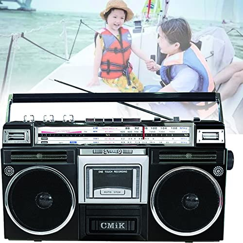 Cassette Player Com,Radio Cassette Player Recorder,Lettore portatile con Bluetooth, Radio FM, Riproduzione MP3 USB, Ingresso AUX 3.5mm, Jack per cuffie, Oro