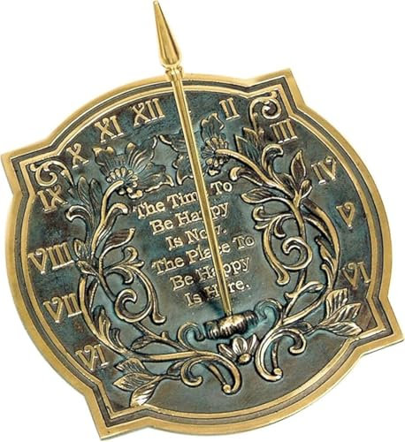 ANTIQUEMEDIEVAL Meridiana in ottone massiccio con riflessi verderamesi, diametro 25,4 cm