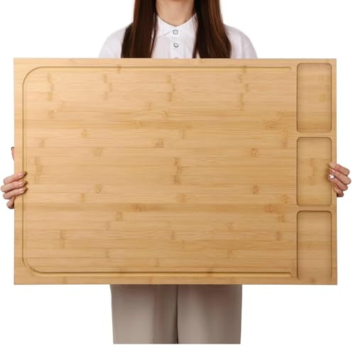 Copri fornelli in bambù con bordo di arresto, multifunzione, in legno, tagliere, piedini di supporto regolabili, piastra di copertura per piani cottura, 75 x 54 x 10 cm