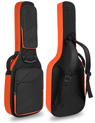 LETSROCK Electric Guitar Case with 0.7 Inch Thick Padding 3 Pockets with Electric Guitar Gig Bag, Adjustable Shoulder Strap Compatible with 38 40 41 Inch Electric Guitar (Black)