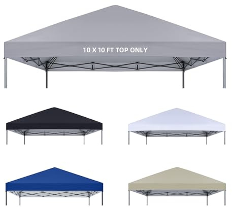 10x10 Canopy Replacement Top Only,Waterproof Pop Up Canopy Tent Top Replacement Cover Roof with Windproof Ropes for Straight Leg Frame, 420D Polyester for Outdoor Garden Pavilion Sun Shade(Gray)