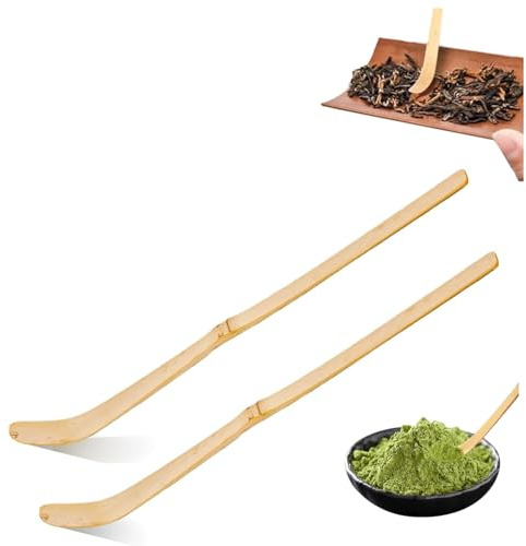 Yuannee Bambu matchningssked, 2 st japansk chashaku krok 18 cm grön tesked för teceremoni teskopor matcha sked bambu skopa kaffe te och espresso te-tillbehör