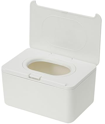 Caja de toallas húmedas, Dispensador de toallitas húmedas multifuncional multicolor 19x10x13cm con estuche de escritorio de un botón(White)