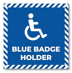 Blue Badge Holder Car Sticker – Premium 3M Vinyl Disability Decal, Disabled Driver & Passenger Awareness Sign, Wheelchair & Hidden Disability Car Sticker, Bubble-Free, Weatherproof, Made in UK (A)
