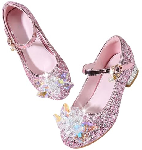 Zapatos Tacon Niña Disfraz Princesa Zapatillas Lentejuelas | Zapatos Comunion de Baile para Vestir Fiesta Boda