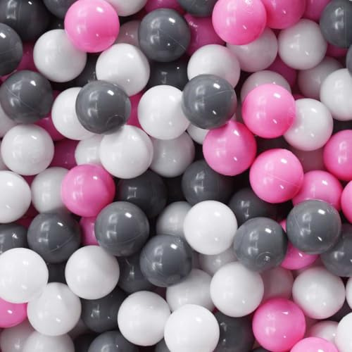 QUAHEAS bollar för bollbad 1 000 stycken flerfärgade PE-plast, 6 cm diameter, formstabil och mjuk, perfekt för barnrum, plaskbassäng, sandlåda, inomhus och utomhus leknöje