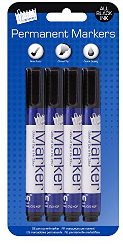 Just stationery Chisel Tip Black Permanent Marker (Pack Of 4) (One Size) (Black)