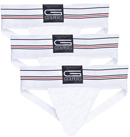 GOLBERG G Men’s Athletic Supporters (3 Pack, White, Small) - Jock Strap Underwear - Extra Strength Elastic