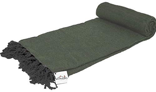 Open Road Goods Handmade Solid Color Yoga Blanket - Thick Mexican Blanket or Throw - Made for Yoga! (Olive Green)