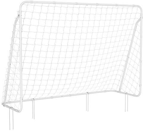 SONGMICS Kids Football Goal Quick Assemble Garden Yard Park Beach Iron Pipe PE Net 215 x 76 x 150cm White SZQ215W01