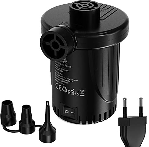 Elektrische luftpumpe, Dr.meter 150W Elektronische Luftpumpe für Luftmatratzen mit 3 Luftdüse Tragbare Luftpumpe für Matratze Sofa Pool Planschbecken Schlauchboot