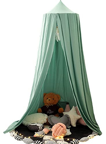 Kids Bed Canopy Round Dome Mosquito Net Protection Girls Princess Play Tent with Hook and Sticker Hanging Bed Curtain Net Reading Corners Bedroom Nursery Decoration for Girls Boys