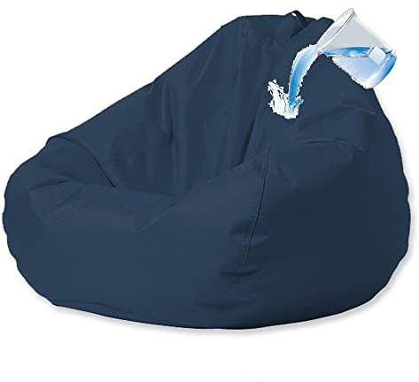 Outdoor Waterproof Bean Bag Cover (No Filler) Garden Beach Swimming Pool Floating Beanbag Pouf Chair Oxford Kids Adults(Navy,XL-D90cm-cover)
